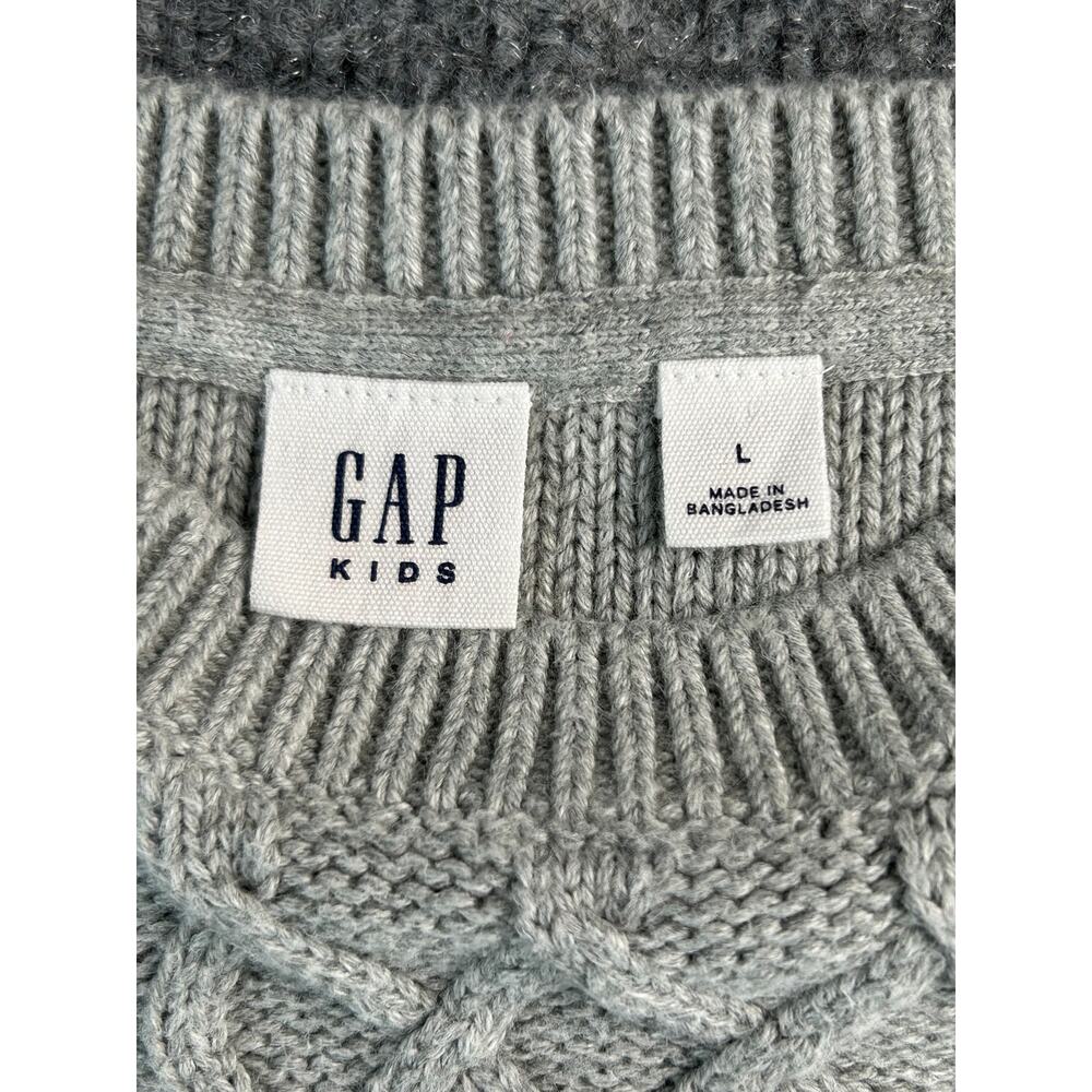 GAP Kids Gray Cable Knit Sweater Dress Girls Size L Long Sleeve Winter - Picture 3 of 4
